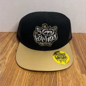 Ecko Unltd Hip Hop 50th Anniversary Black And Gold SnapBack Flat Bill Hat